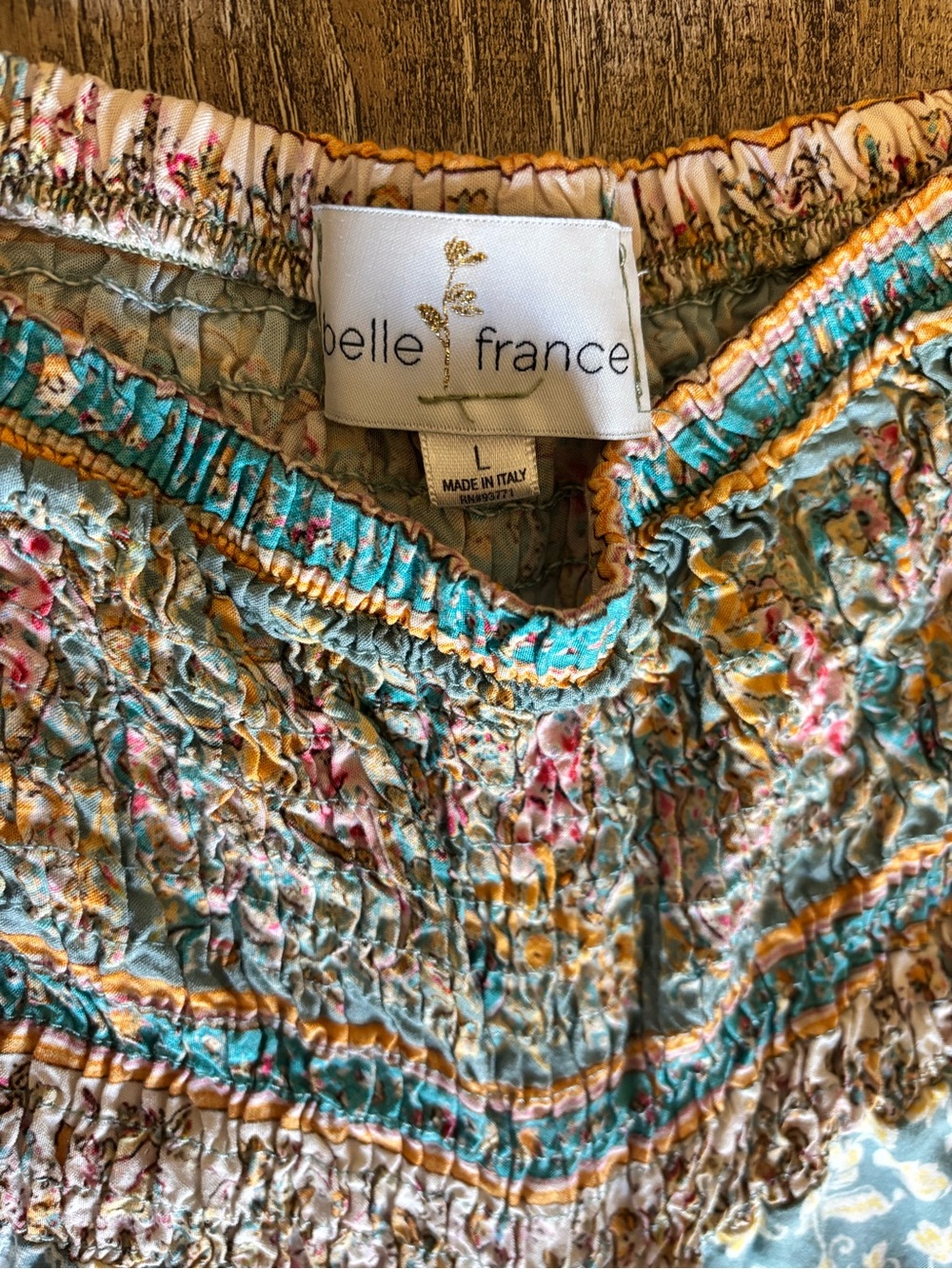 Boho Printed Wide Leg pants— Pale Blue Floral size L (0044) - Picture 2 of 3